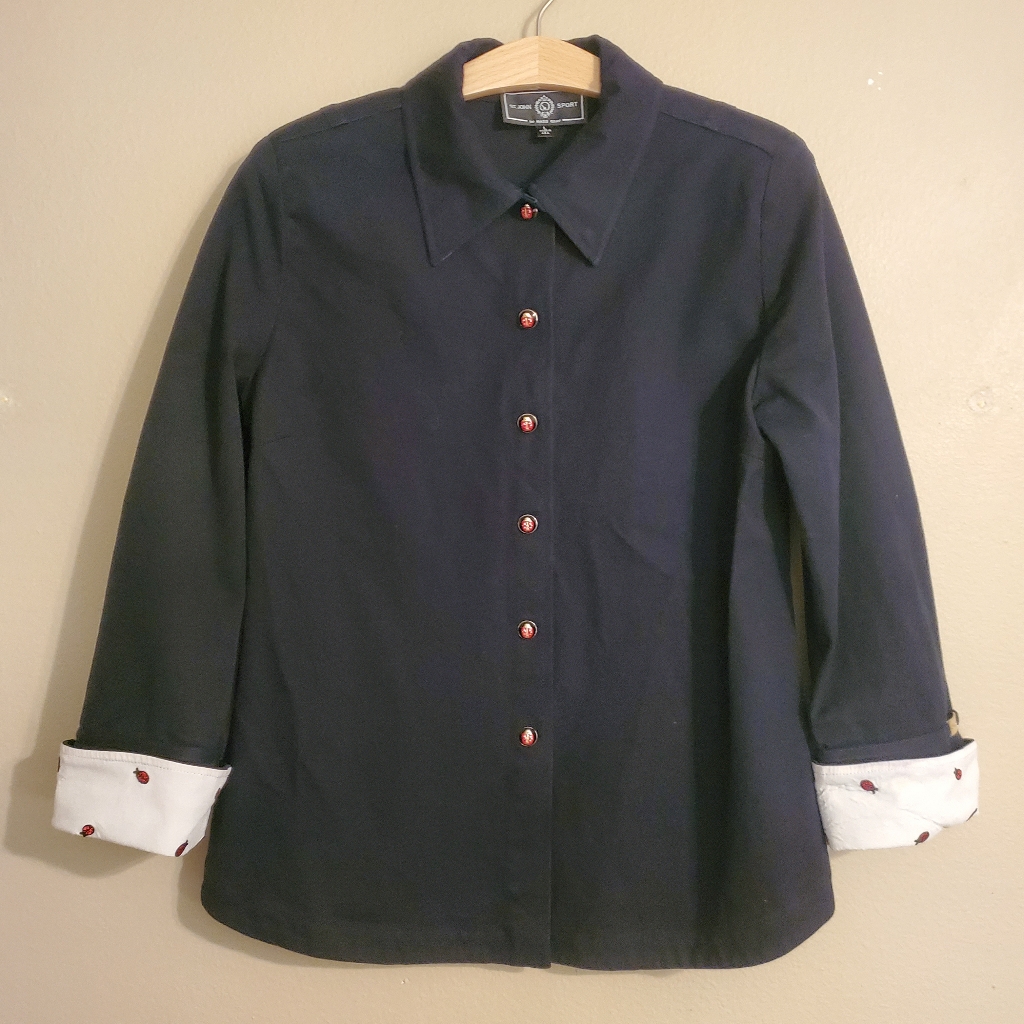 St. John Sport By Marie Gray Black White Lady Bug Detail Vintage Jacket Size L